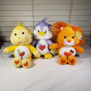 Vintage Care Bear Cousins plush lot with tags Brave, Cozy and playful heart